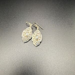 Silver Filigree Drop Earrings Scroll Dangle Boho Ethnic Scrollwork